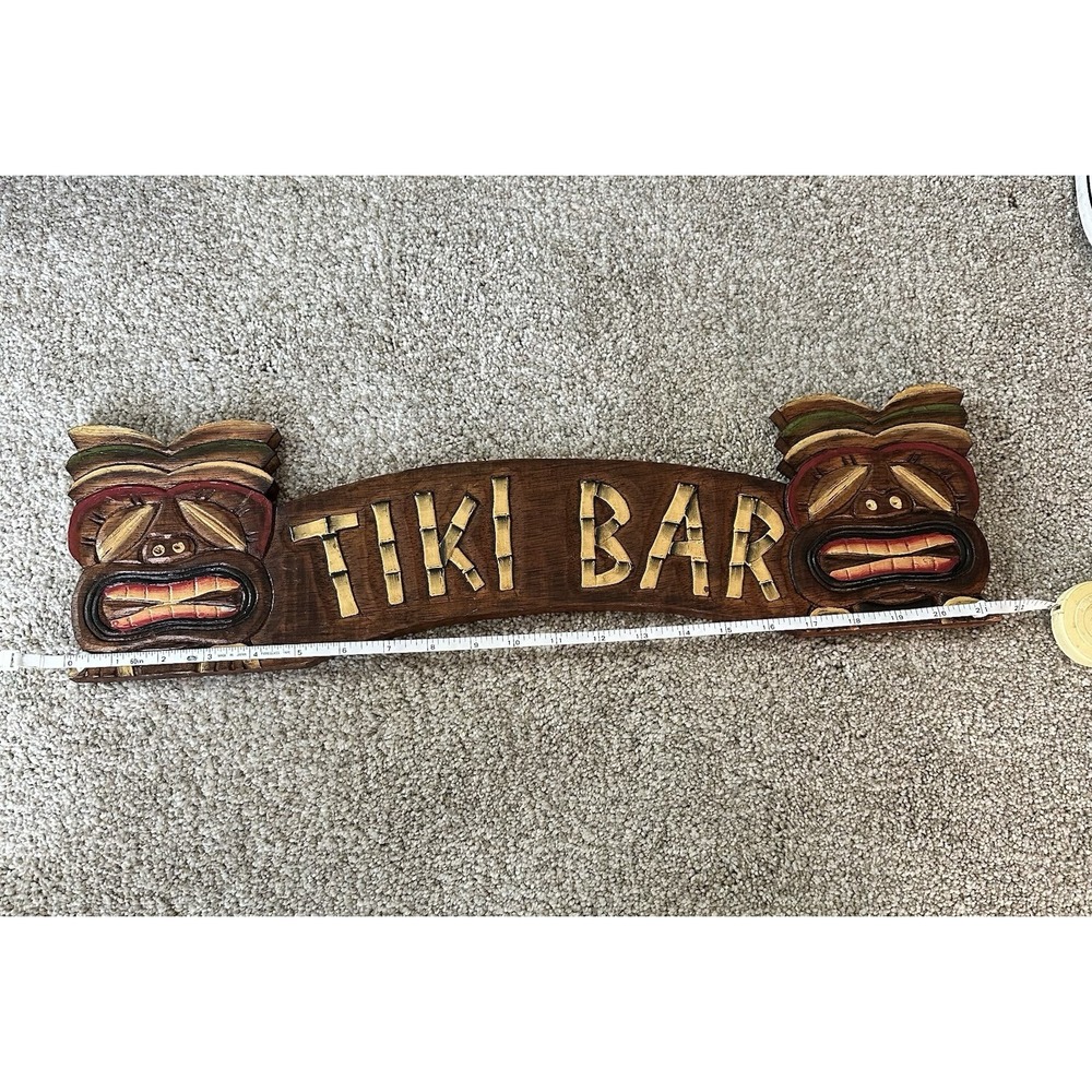 Sign TIKI BAR Hand Carved Hand Painted Perfect For Your Luaua Or‎ Party!